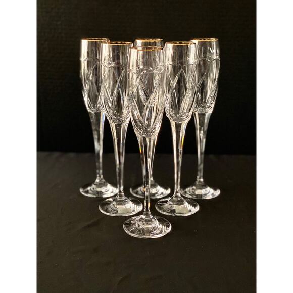 Set of 6 Mikasa Cachet Gold Crystal Stemware - Rare 1998-2000 - Picture 3 of 8